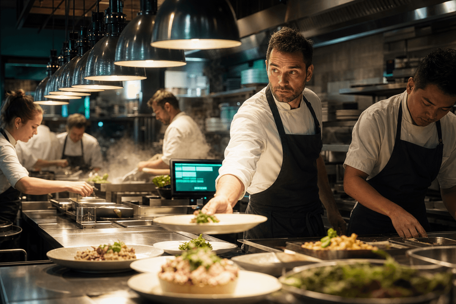 Zespół kuchni przygotowujący zamówienia w restauracji